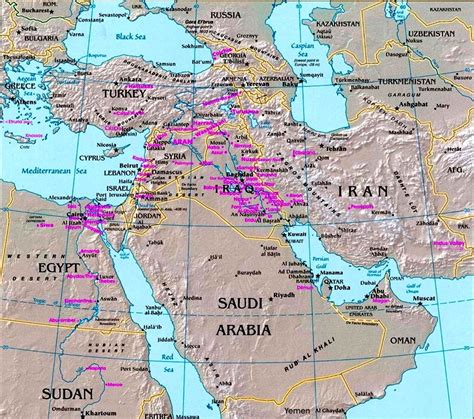 Map of the Middle East with historical significance